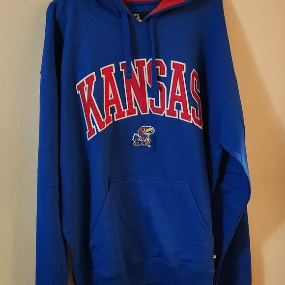Kansas Jayhawks Hoodie Sweatshirt XL J. America Sewn Stitched Embroidered Logo - Picture 4 of 8